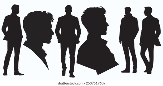 Men black silhouette icon illustration