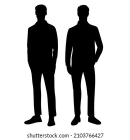 men black silhouette, set, isolated, vector