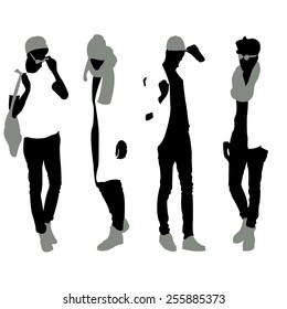 Men black silhouettes