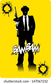 men in black suits with a weapon, vector, illustration