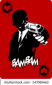 men in black suits with a weapon, vector, illustration