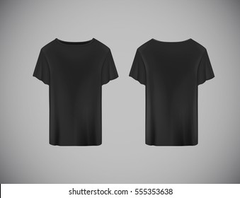 Download Black T Shirt Mockup Front And Back Stock Vectors Images Vector Art Shutterstock