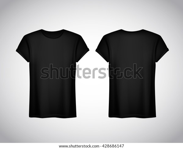 Men Black Tshirt Realistic Mockup Short Stock Vector (Royalty Free ...