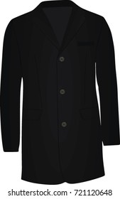 Men black winter coat. vector illustration