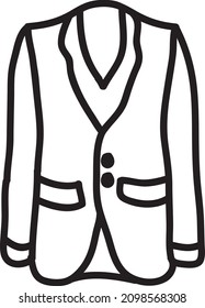 Symbol einer einfachen Linie für Männer, Blazer oder Jacke, Symbol auf dem Hintergrund.eps