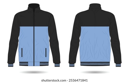 Men blue and black sports training jacket template