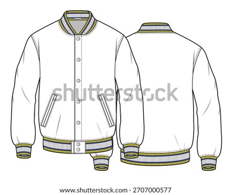 Men bomber jacket mockup template vector design technical illustration.