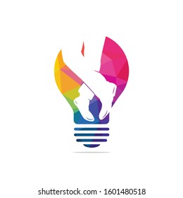 Men` boot fashion  logo design  a man who stand free. boot logo design vector.