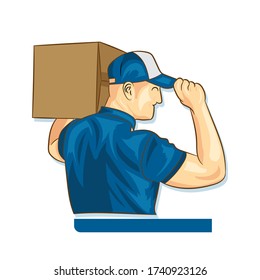 
men with boxes for shipping goods delivery