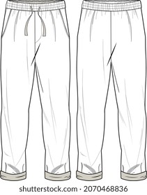 MEN AND BOYS BEACH WEAR PANT TROUSER AND JOGGERS FLAT DESIGN FRONT AND BACK VECTOR