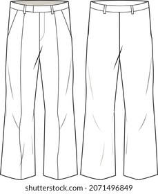 MEN AND BOYS BOOT CUT PANTS FLAT SKETCH VECTOR