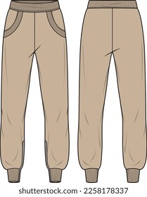 MEN AND BOYS BOTTOM WEAR JOGGER FRONT AND BACK VECTOR DESIGN