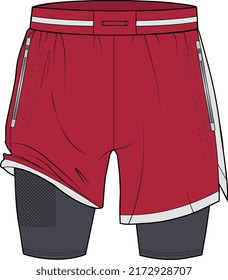 MEN AND BOYS BOTTOM WEAR RUNNING SHORTS VECTOR ILLUSTRATION