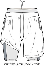 MEN AND BOYS BOTTOM WEAR RUNNING SHORT FASHION FLAT DESIGN VECTOR