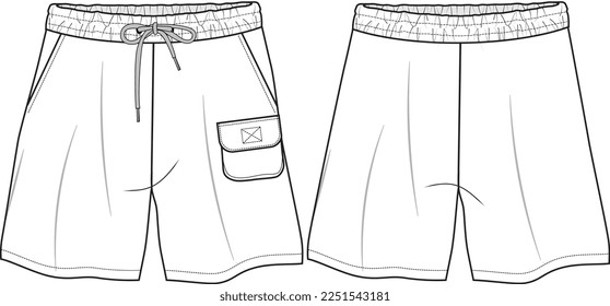 MEN AND BOYS BOTTOM WEAR SHORTS FASHION FLAT DESIGN VECTOR