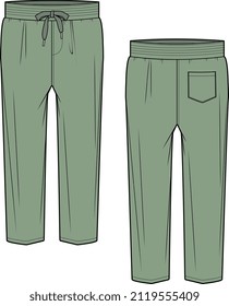 MEN AND BOYS BOTTOMS WEAR JOGGERS AND TROUSERS FRONT AND BACK VECTOR
