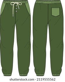 MEN AND BOYS BOTTOMS WEAR JOGGERS AND TROUSERS FRONT AND BACK VECTOR