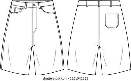 MEN AND BOYS CARGO SHORT FASHION FLAT DESIGN VECTOR