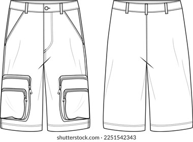 MEN AND BOYS CARGO SHORT FASHION FLAT DESIGN VECTOR