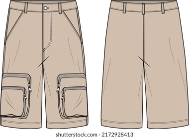 MEN AND BOYS CARGO SHORTS VECTOR ILLUSTRATION