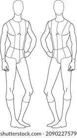 MEN AND BOYS CROQUIS AND MANNEQUIM FLAT SKETCH VECTOR