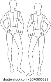 MEN AND BOYS CROQUIS AND MANNEQUIM FLAT SKETCH VECTOR