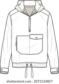 MEN AND BOYS HOODIE WITH CAP AND SWEATERS FOR WINTER SWEAT TOPS FLAT SKETCH VECTOR