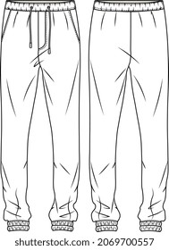 MEN AND BOYS JOGGERS AND TROUSERS FLAT SKETCH VECTOR