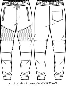 MEN AND BOYS JOGGERS AND TROUSERS FLAT SKETCH VECTOR
