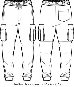 MEN AND BOYS JOGGERS AND TROUSERS FLAT SKETCH VECTOR