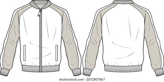 MEN AND BOYS KNIT JERSEY UPPER AND HOODIE FLAT SKETCH VECTOR