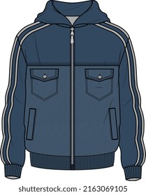 MEN AND BOYS OUTER WEAR DENIM JEANS HOODIE VECTOR ILLUSTRATION