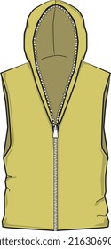 MEN AND BOYS OUTER WEAR SLEEVELESS HOODIE VECTOR ILLUSTRATION