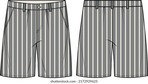 MEN AND BOYS PLEATED SHORTS VECTOR ILLUSTRATION