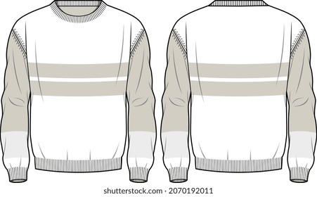 MEN AND BOYS SWEAT TOPS SWEATER JERSEY AND KNIT TOPS FLAT SKETCH VECTOR