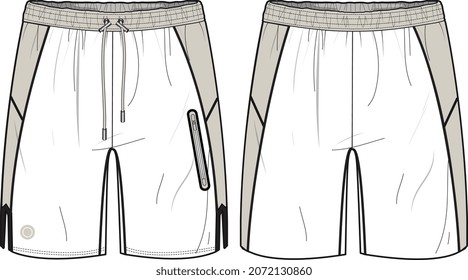 MEN AND BOYS SWIM SHORTS BEACH WEAR FLAT SKETCH VECTOR