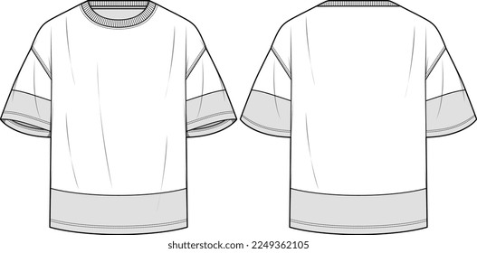 MEN AND BOYS WEAR BAGGY TEE SHIRT FRONT AND BACK FASHION FLAT DESIGN VECTOR