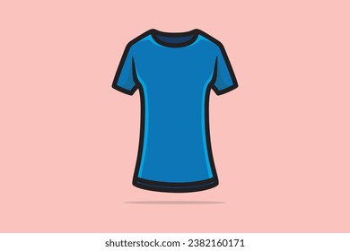 Men and Boys Wear Blue Color T-Shirt vector illustration. Clothing Fashion objects icon concept. Boys short sleeve shirt vector design with shadow.