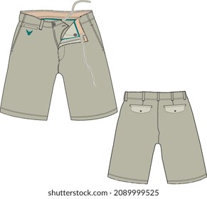 MEN AND BOYS WEAR BOTTOMS SHORTS KNICKER FRONT AND BACK VECTOR ILLUSTRATION DESIGN SKETCH