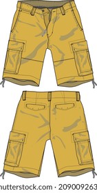 MEN AND BOYS WEAR BOTTOMS SHORTS KNICKER FRONT AND BACK VECTOR ILLUSTRATION DESIGN SKETCH