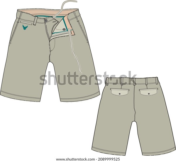 MEN AND BOYS WEAR BOTTOMS SHORTS FRONT AND BACK\
VIEW VECTOR SKETCH