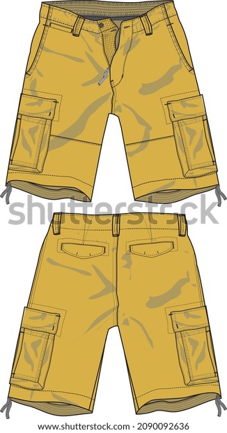 MEN AND BOYS WEAR BOTTOMS SHORTS FRONT AND BACK\
VIEW VECTOR SKETCH