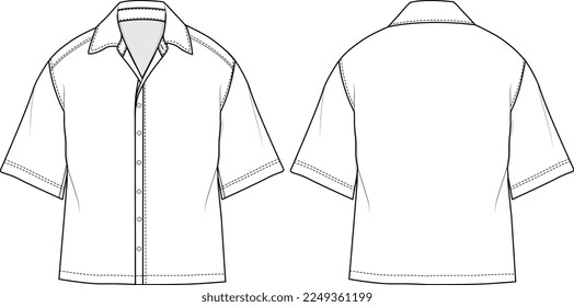 MEN AND BOYS WEAR BOXY SHIRT FRONT AND BACK FASHION FLAT DESIGN VECTOR