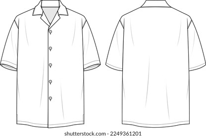 MEN AND BOYS WEAR BOXY SHIRT FRONT AND BACK FASHION FLAT DESIGN VECTOR