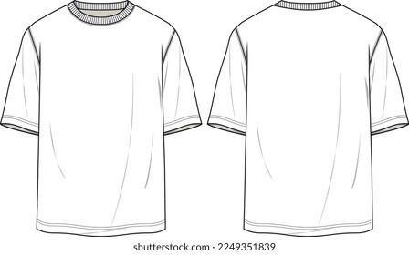 MEN AND BOYS WEAR BOXY T SHIRT FRONT AND BACK FASHION FLAT DESIGN VECTOR