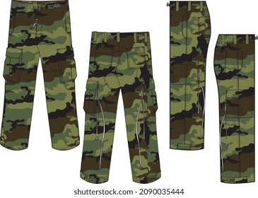 MEN AND BOYS WEAR CAMOUFLAGE PATTERNED BOTTOMS CARGO PANT VECTOR