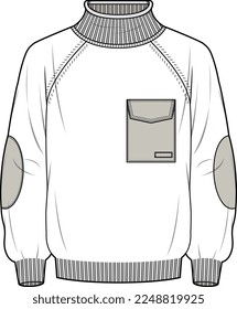 MEN AND BOYS WEAR CARDIGAN HIGH NECK SWEATER FLAT DESIGN VECTOR