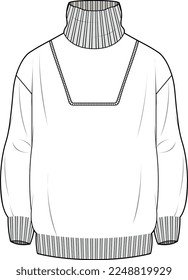 MEN AND BOYS WEAR CARDIGAN HIGH NECK SWEATER FLAT DESIGN VECTOR
