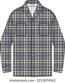 MEN AND BOYS WEAR CHECKERED SHIRT WITH FRONT POCKET VECTOR