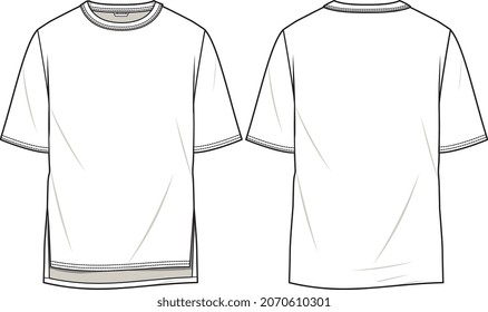 MEN AND BOYS WEAR CUT SEW AND UTILITY T SHIRT FASHION FLAT SKETCH VECTOR